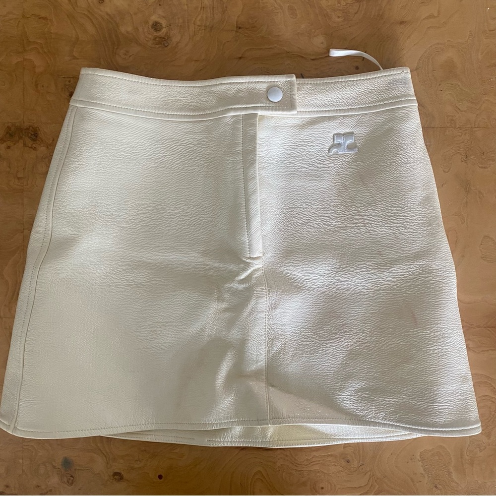 Courreges Vinyl Skirt In Cream Off White With Stains Size FR36 US4